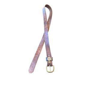 Vintage Federal 12 GA Bullet Casing Leather Belt With Brass‎ Buckle